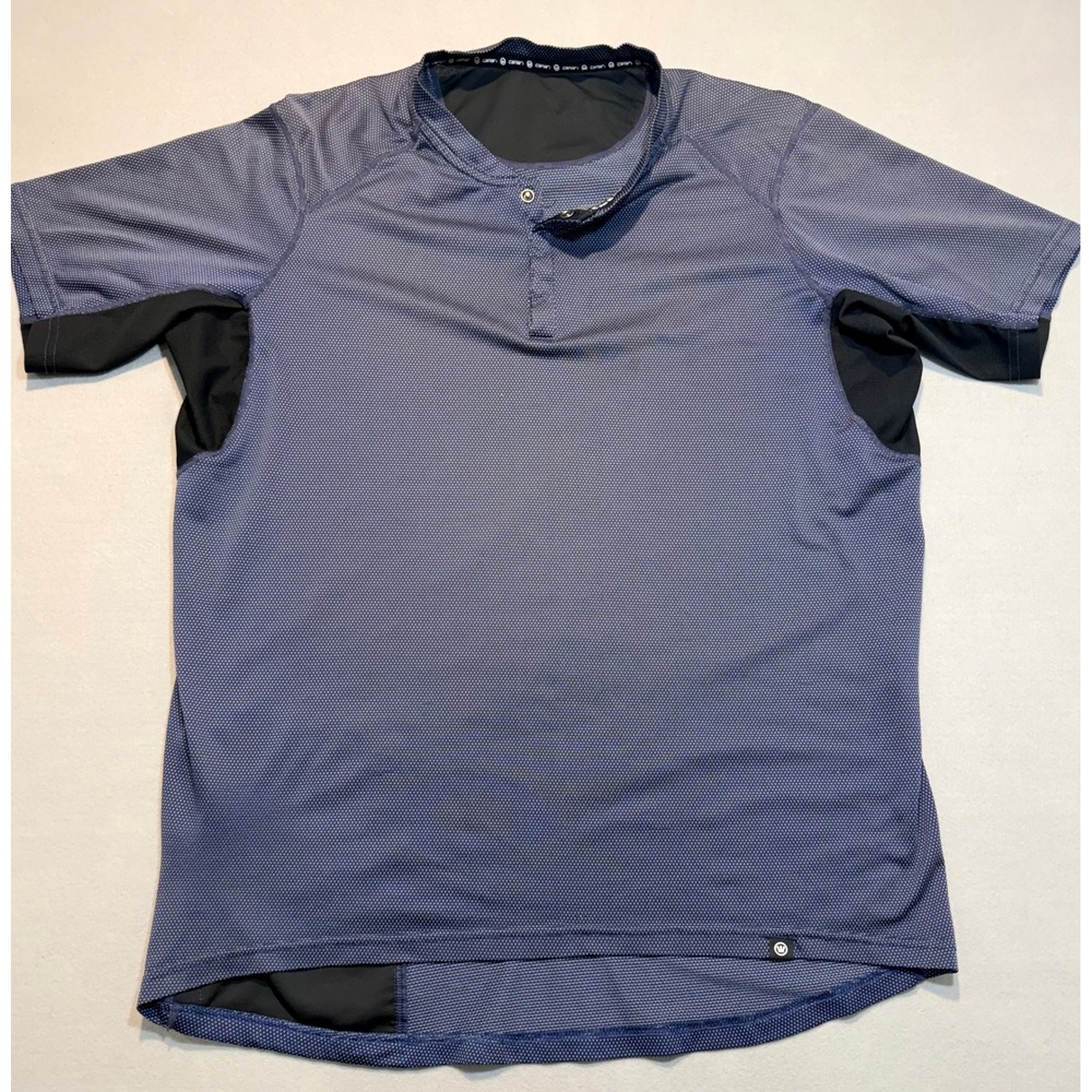 Canari Mens Cycling‎ Jersey Short Sleeve Quarter Snap Blue Pattern XL